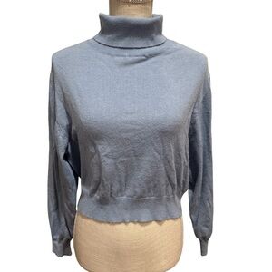 Pull & Bear Soft Blue Turtleneck Cropped Sweater